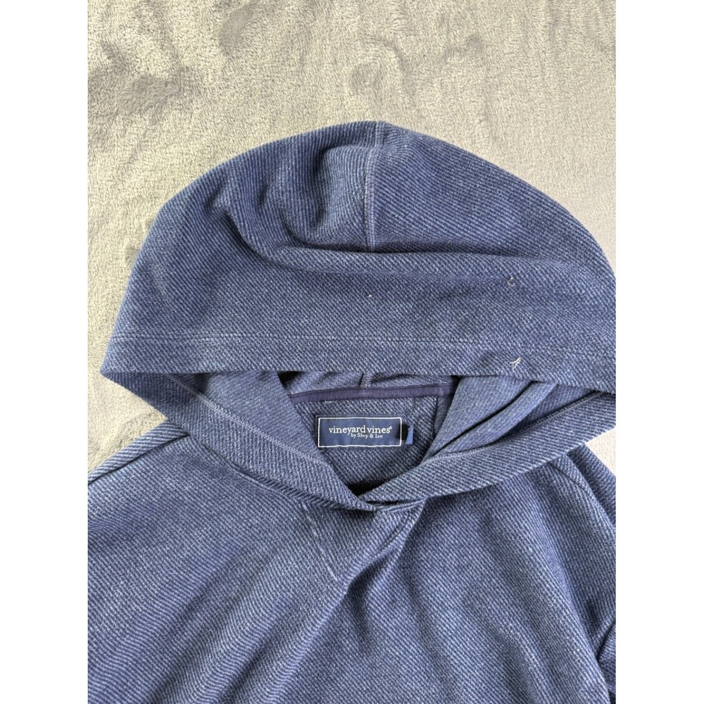 Vineyard Vines Shep & Ian Men's Hoodie L Blue Diagonal Textured Fabric - Picture 2 of 7